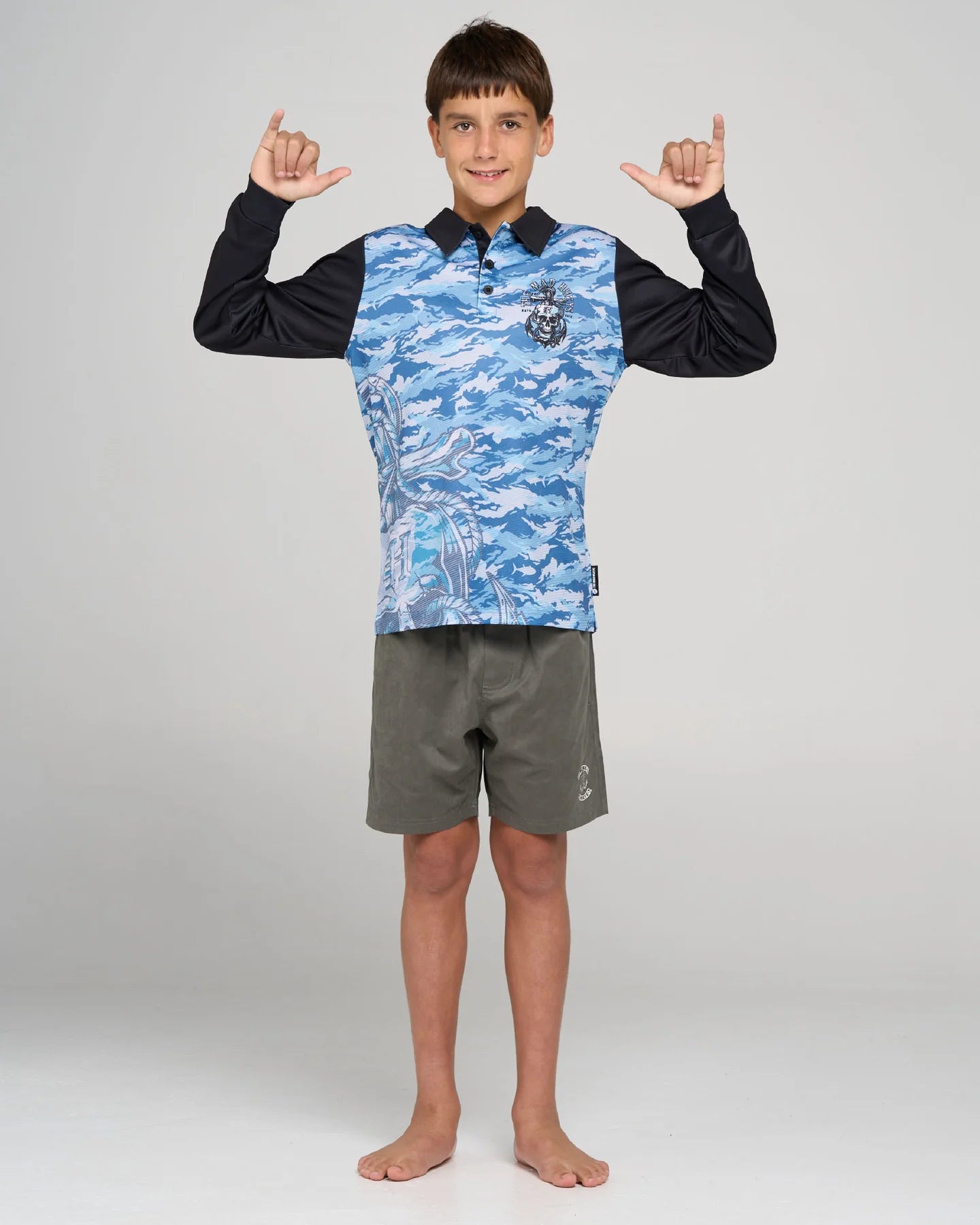 THE MAD HUEYS ROPE SKULL ANCHOR YOUTH UPF 50+ FISHING JERSEY