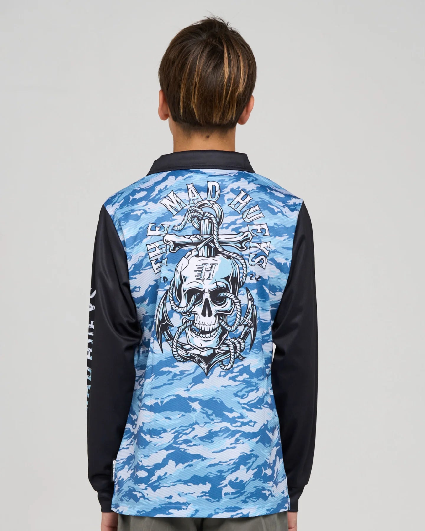 THE MAD HUEYS ROPE SKULL ANCHOR YOUTH UPF 50+ FISHING JERSEY