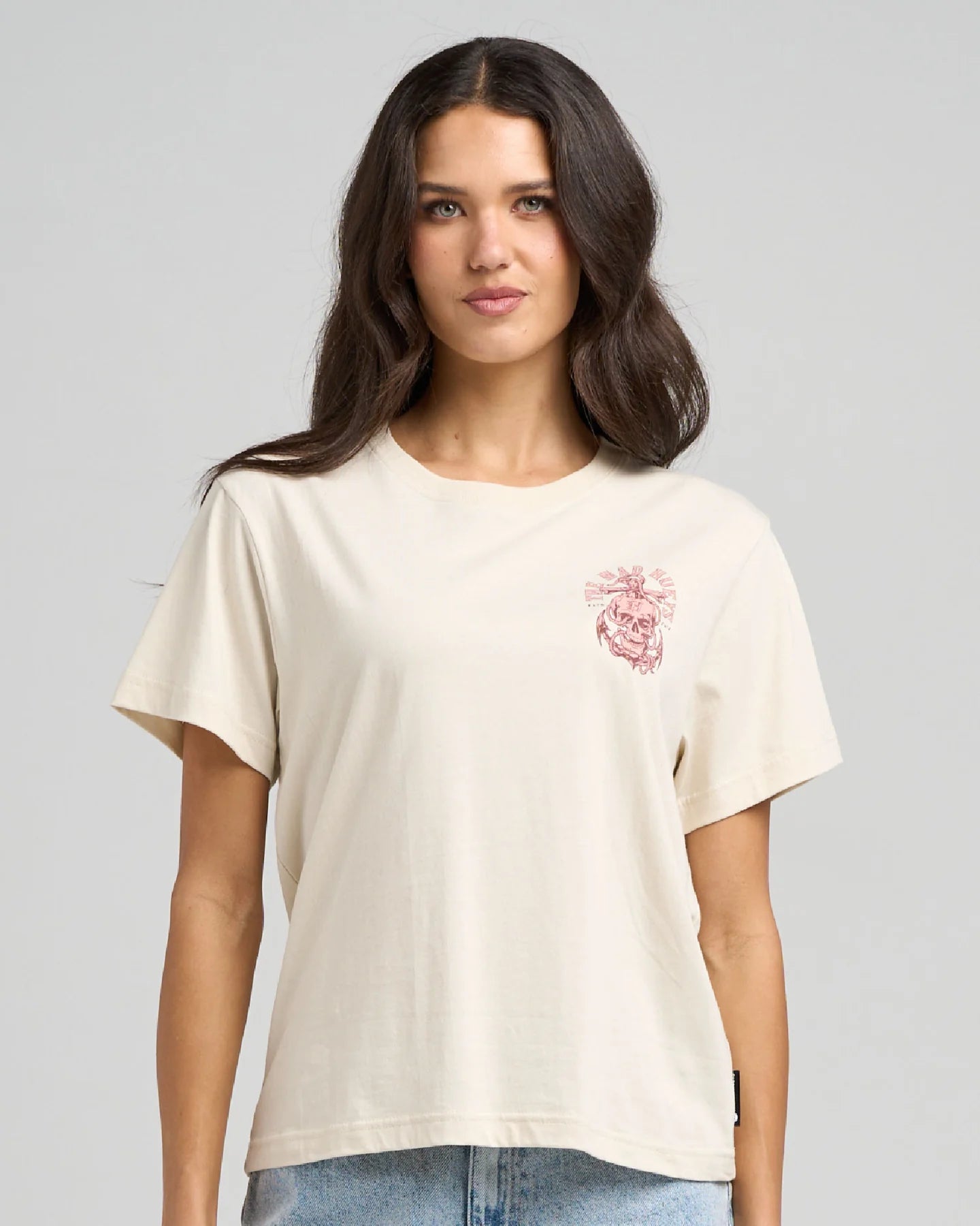 THE MAD HUEYS WOMENS ROPE SKULL ANCHOR SS TEE