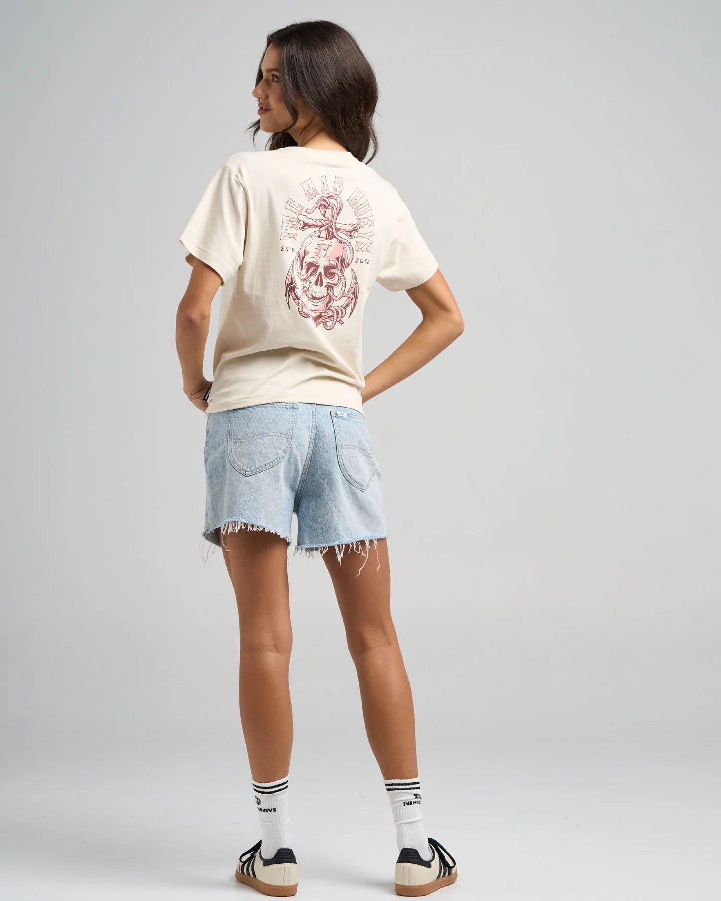 THE MAD HUEYS WOMENS ROPE SKULL ANCHOR SS TEE