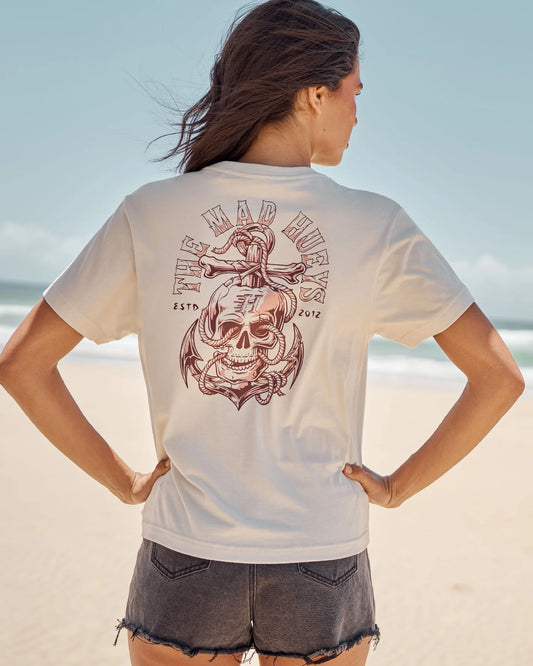 THE MAD HUEYS WOMENS ROPE SKULL ANCHOR SS TEE