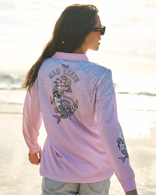THE MAD HUEYS WOMENS MERMAID ANCHOR UPF 50+ FISHING JERSEY