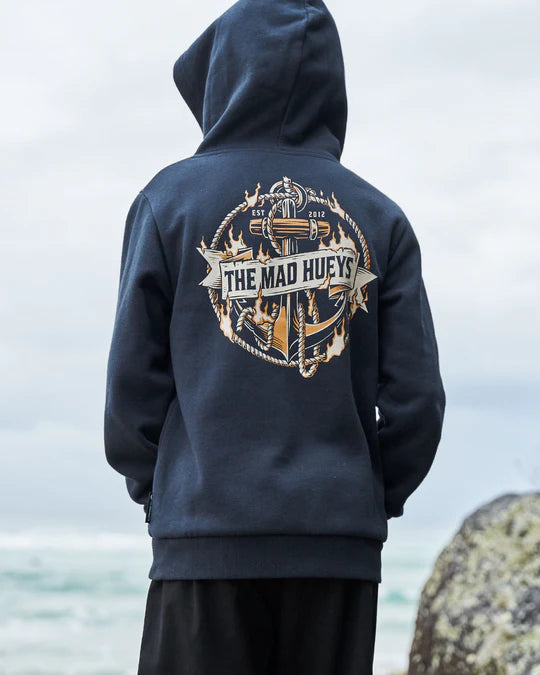 THE MAD HUEYS FLAME ANCHOR YOUTH HOODED PULLOVER