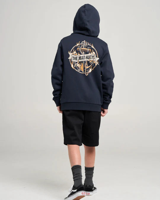 THE MAD HUEYS FLAME ANCHOR YOUTH HOODED PULLOVER