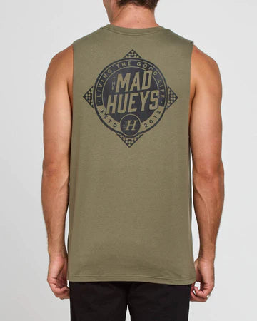 THE MAD HUEYS CHECKERED HUEYS MUSCLE TEE