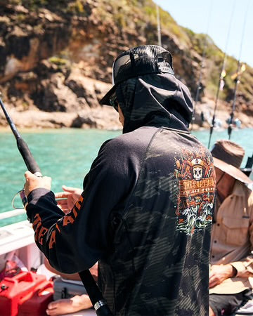 THE MAD HUEYS THE KRAKEN CAPTAIN HOODED MASKED FISHING JERSEY