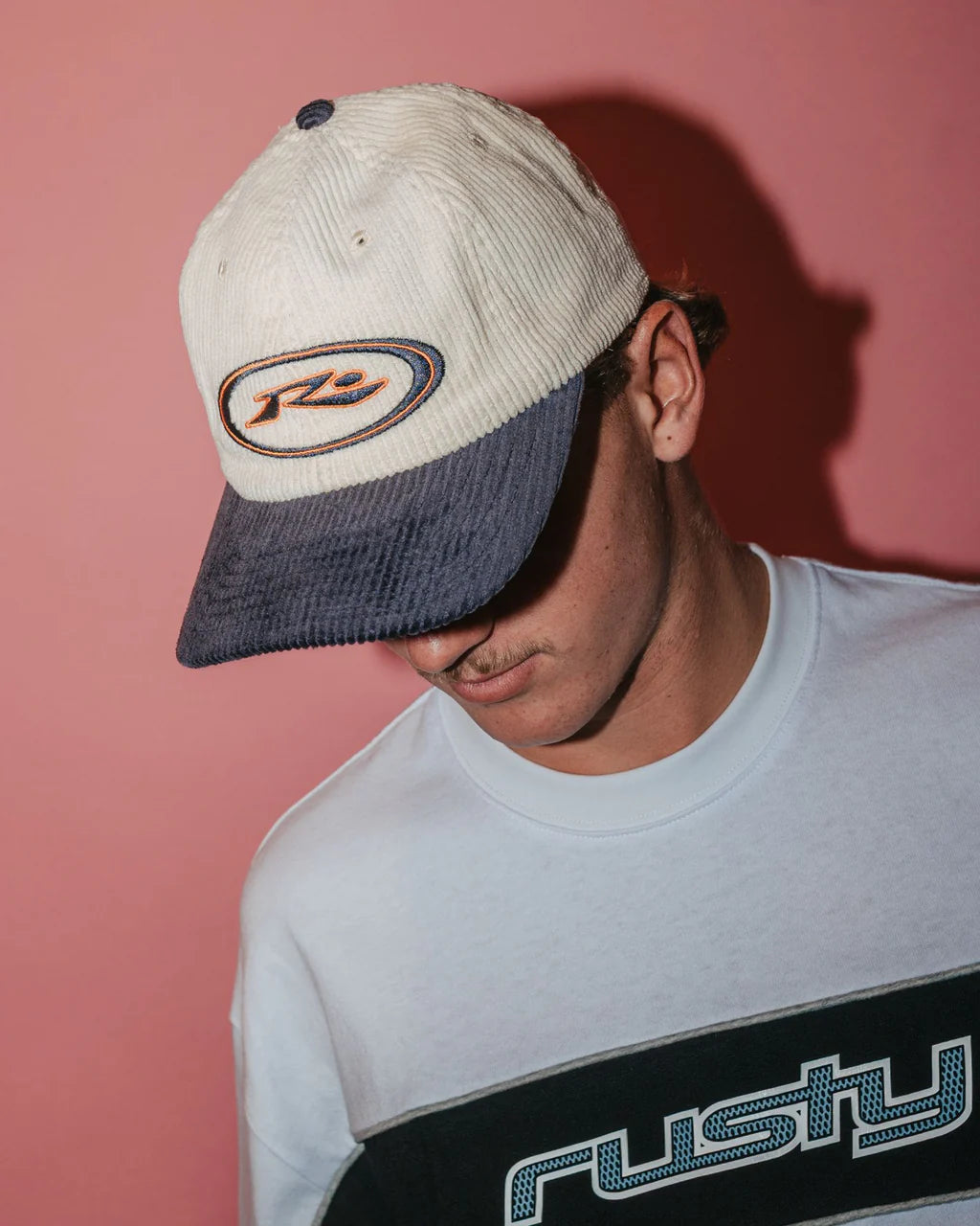 RUSTY ORBIT CORD SIX PANEL CAP