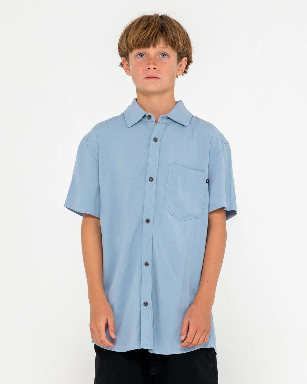 RUSTY OVERTONE SHORT SLEEVE LINEN SHIRT BOYS