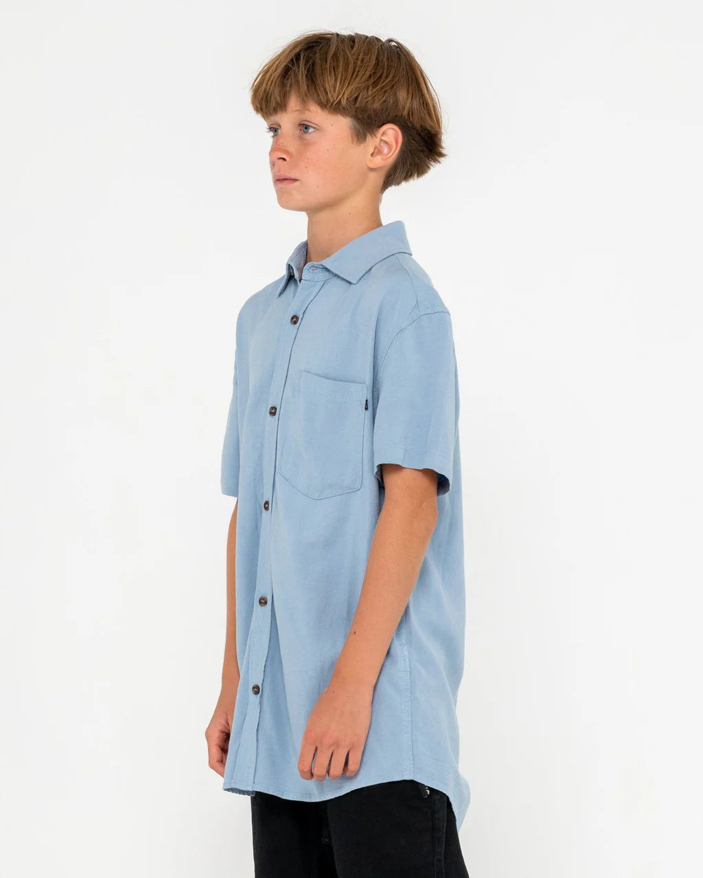 RUSTY OVERTONE SHORT SLEEVE LINEN SHIRT BOYS