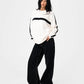 RUSTY WHITE LINES LONG SLEEVE CREW NECK KNIT