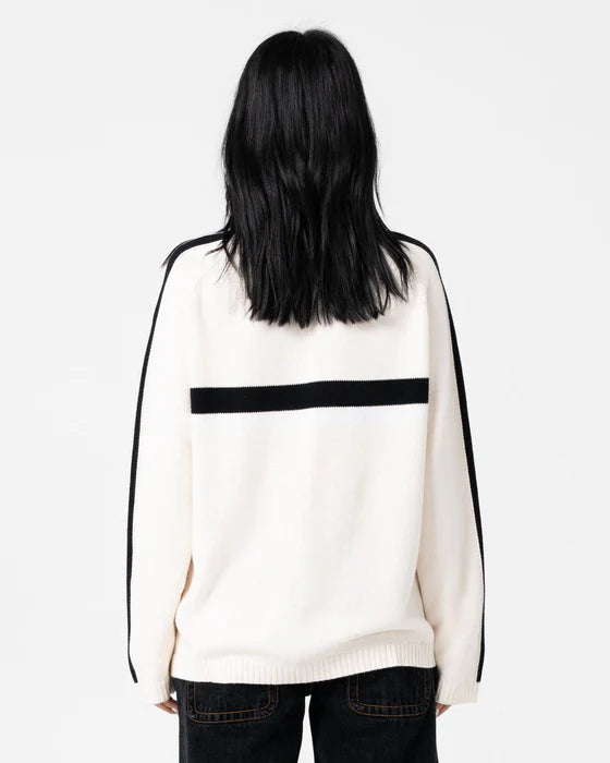 RUSTY WHITE LINES LONG SLEEVE CREW NECK KNIT