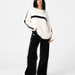 RUSTY WHITE LINES LONG SLEEVE CREW NECK KNIT