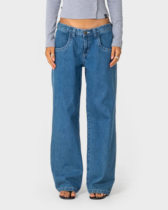RUSTY FLIP MOMMY LOW RISE TAPELESS DENIM JEANS