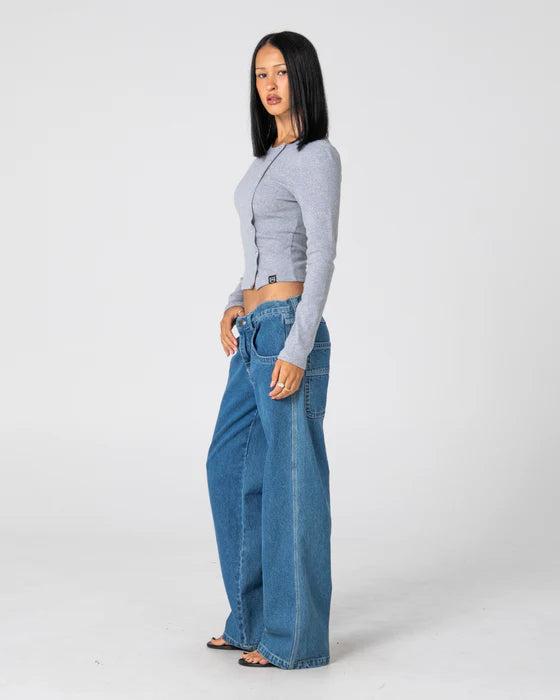 RUSTY FLIP MOMMY LOW RISE TAPELESS DENIM JEANS