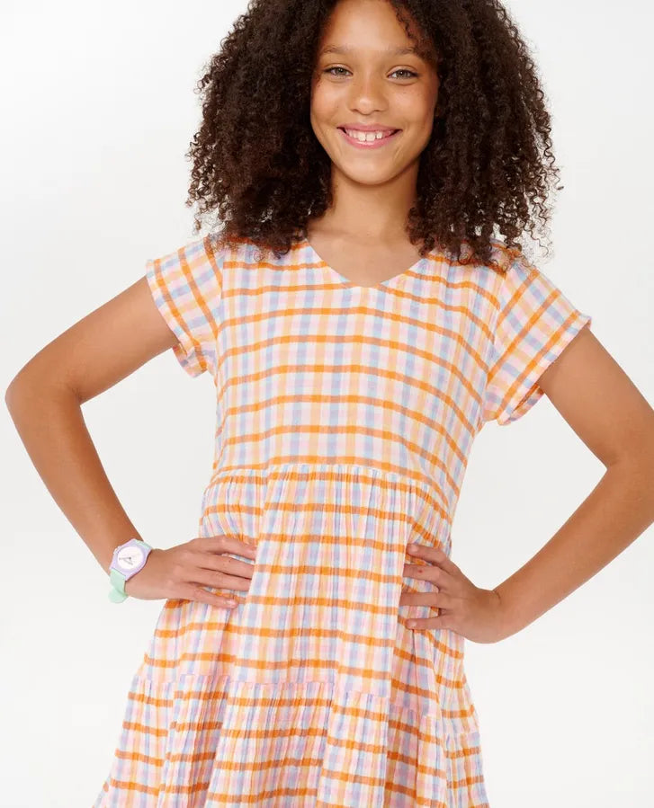 RIPCURL GIRLS SUN SOL GINGHAM DRESS