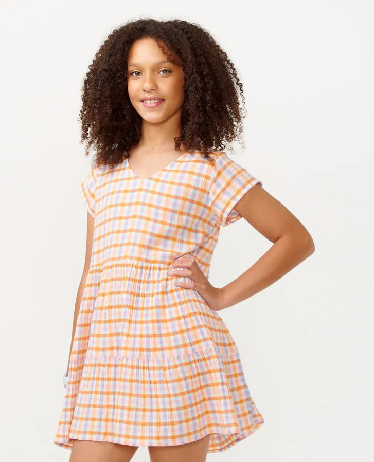 RIPCURL GIRLS SUN SOL GINGHAM DRESS