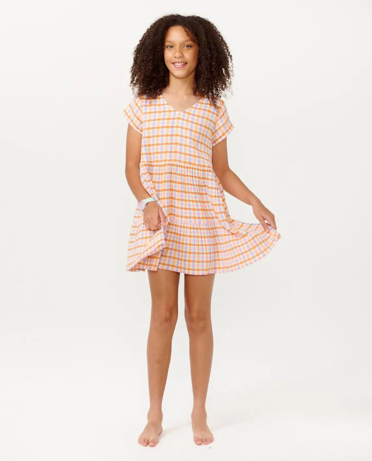 RIPCURL GIRLS SUN SOL GINGHAM DRESS