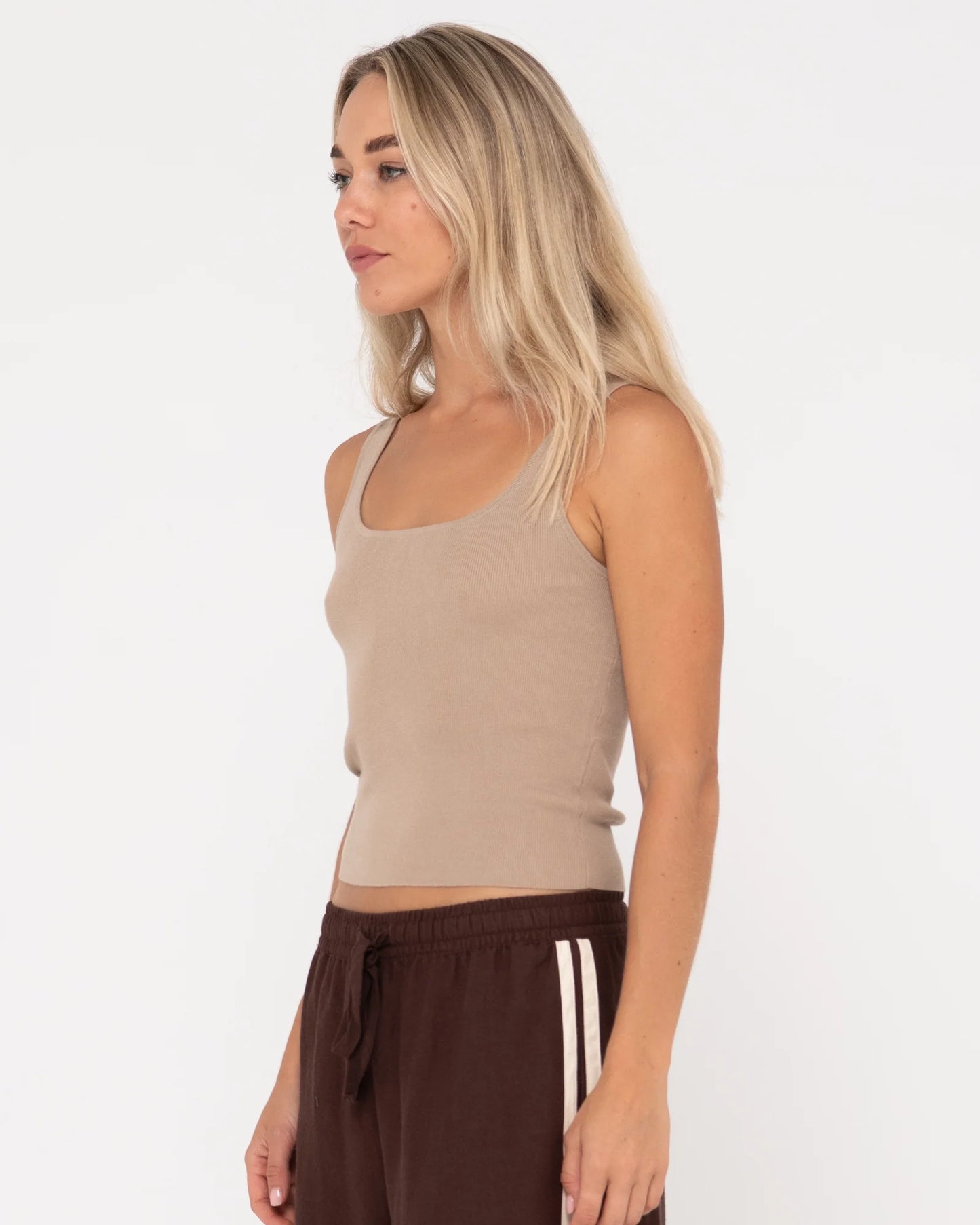 RUSTY AMELIA SCOOP KNIT SKIMMER TANK