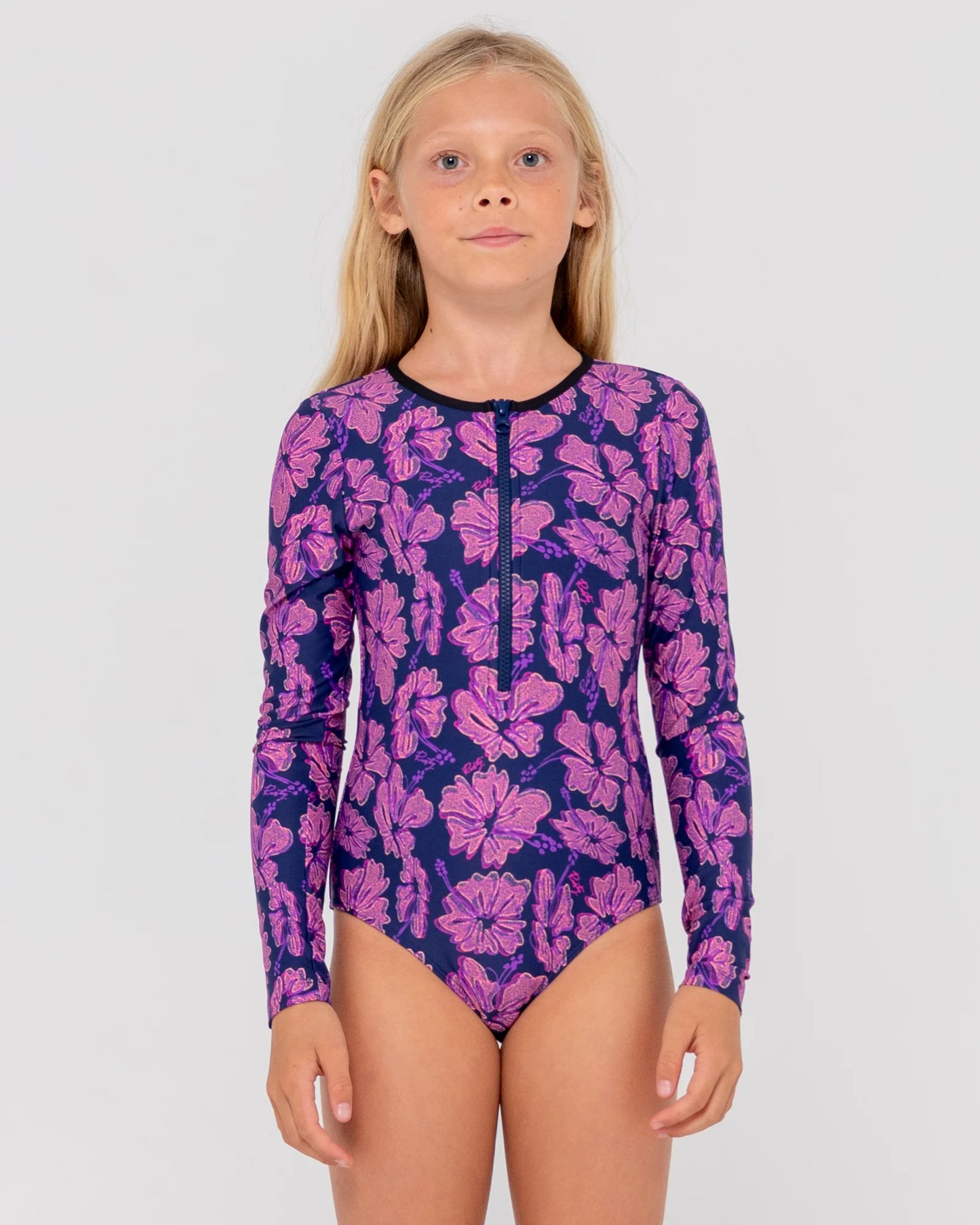 RUSTY HIBISCUS LONG SLEEVE ONE PIECE-GIRLS