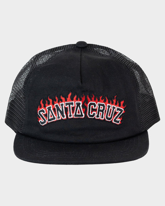 SANTA CRUZ FLAMED COLLEGIATE ARCH TRUCKER CAP