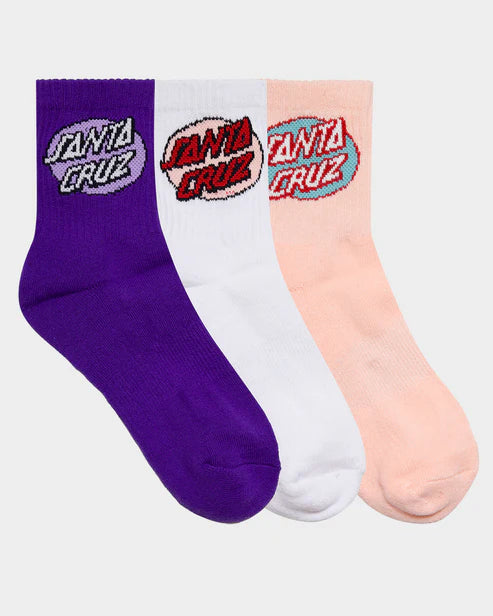 SANTA CRUZ OVAL DOT MID SOCK 3 PACK GIRLS
