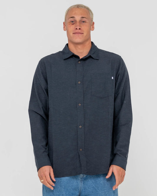 RUSTY OVERTONE LONG SLEEVE LINEN SHIRT