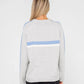 RUSTY WHITE LINES LONG SLEEVE CREW NECK KNIT