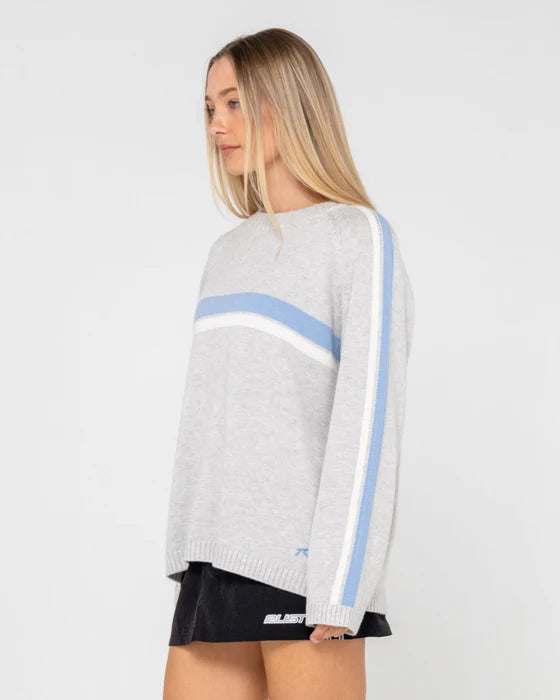 RUSTY WHITE LINES LONG SLEEVE CREW NECK KNIT