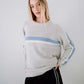 RUSTY WHITE LINES LONG SLEEVE CREW NECK KNIT