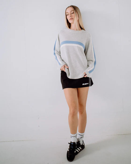 RUSTY WHITE LINES LONG SLEEVE CREW NECK KNIT