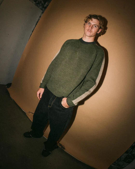 RUSTY FISHERMANS BOXY KNITTED MENS CREW NECK JUMPER