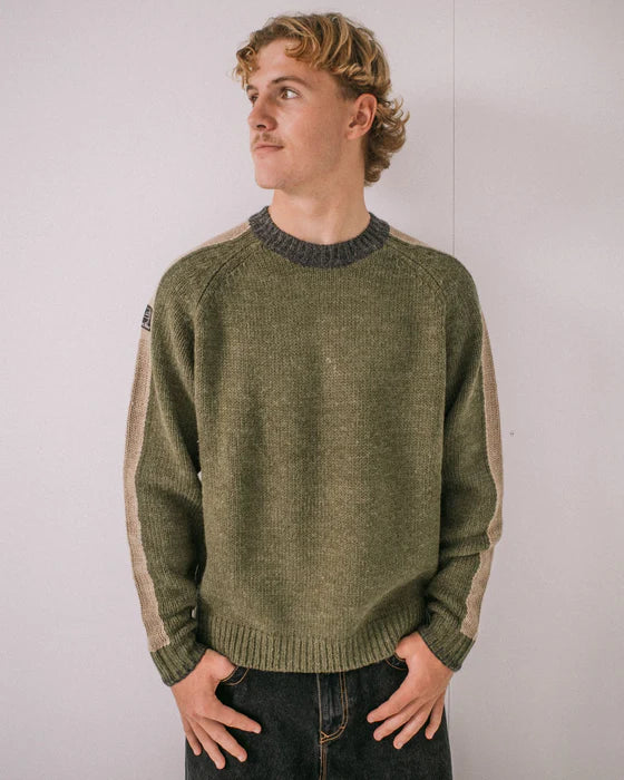RUSTY FISHERMANS BOXY KNITTED MENS CREW NECK JUMPER