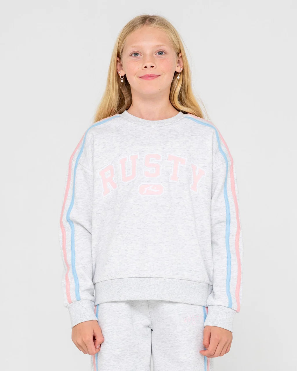 RUSTY GIRLS TEAM VARSITY CREW FLEECE