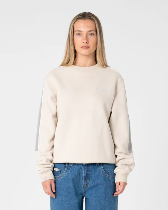 RUSTY WOMENS TWO TIMER PANELLED CREW FLEECE