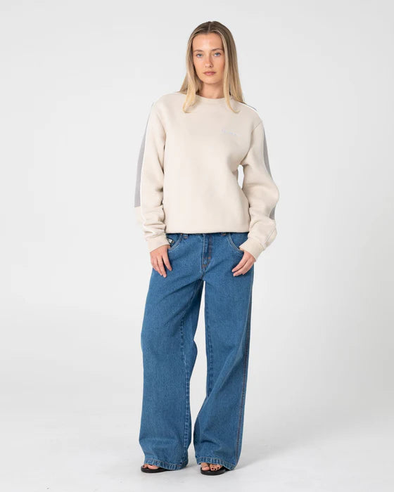 RUSTY WOMENS TWO TIMER PANELLED CREW FLEECE