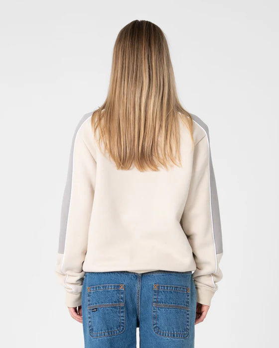 RUSTY WOMENS TWO TIMER PANELLED CREW FLEECE