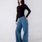 RUSTY WENDY WIDE LOW RISE DENIM JEANS