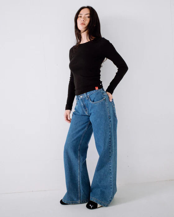 RUSTY WENDY WIDE LOW RISE DENIM JEANS