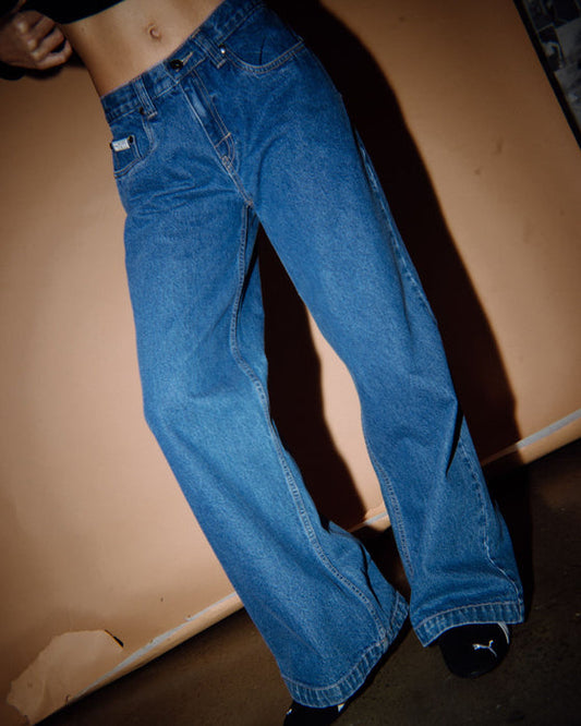 RUSTY WENDY WIDE LOW RISE DENIM JEANS