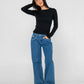 RUSTY WENDY WIDE LOW RISE DENIM JEANS