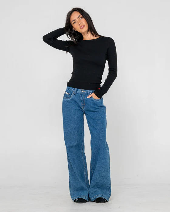 RUSTY WENDY WIDE LOW RISE DENIM JEANS