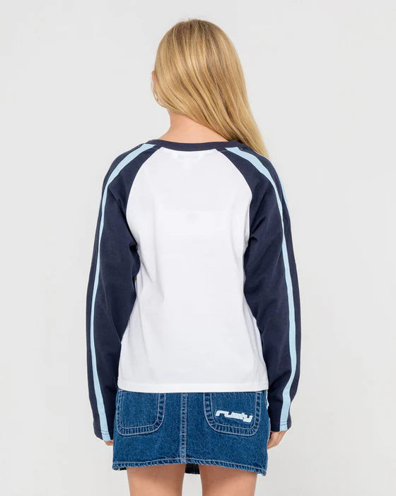 RUSTY WOMENS SPORTY R RAGLAN L/S TEE