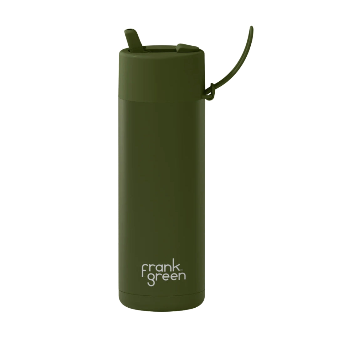 FRANK GREEN 20oz 595mil STRAW LID REUSABLE CERAMIC BOTTLE