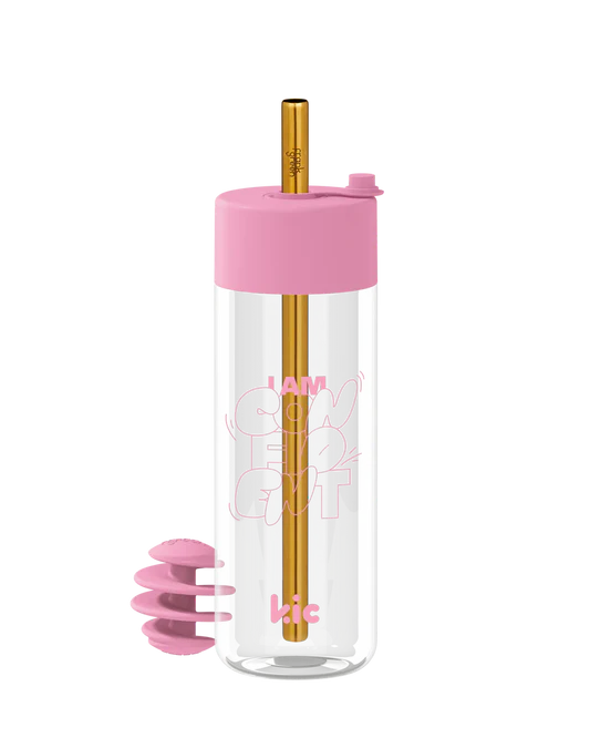 FRANK GREEN ORINGINAL REUSABLE BOTTLE KIC FLAMINGO (CONFIDENT) w JUMBO STRAW LID AND AGITATOR