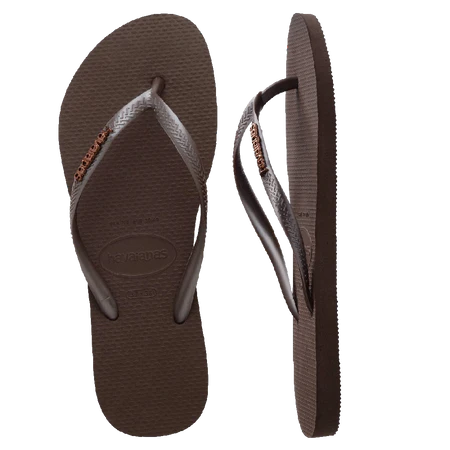 HAVAIANAS SLIM LOGO METALLIC THONGS