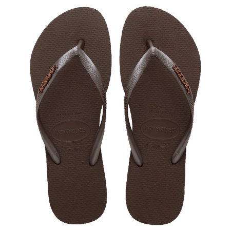 HAVAIANAS SLIM LOGO METALLIC THONGS