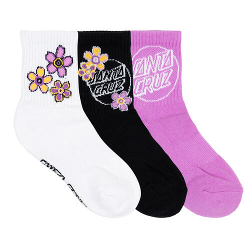 SANTA CRUZ GIRLS BLOOMING STACK MIX MID SOCK 3 PACK