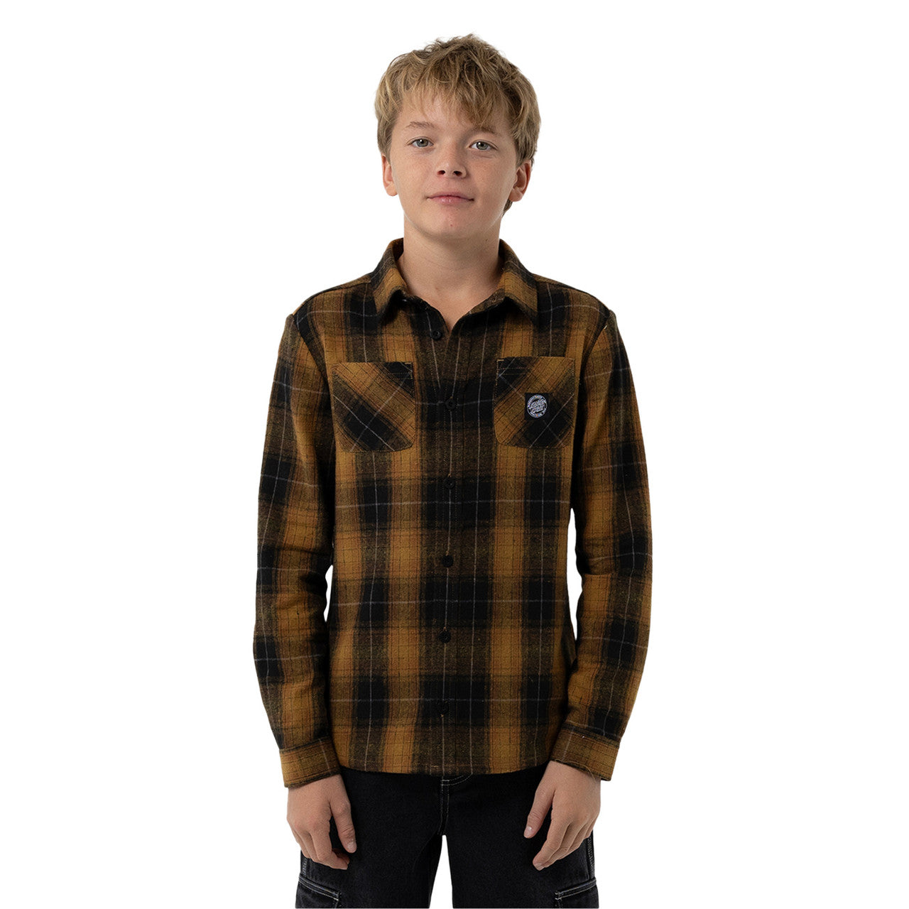 SANTA CRUZ BOYS MFG AXLE PLAID BUTTON UP SHIRT