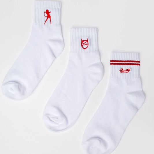 RUSTY FANCY DAY CREW 3-SOCK PACK