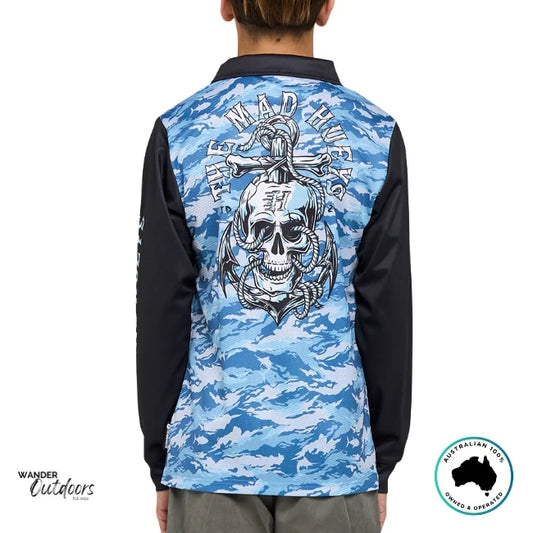 THE MAD HUEYS ROPE SKULL ANCHOR YOUTH UPF 50+ FISHING JERSEY